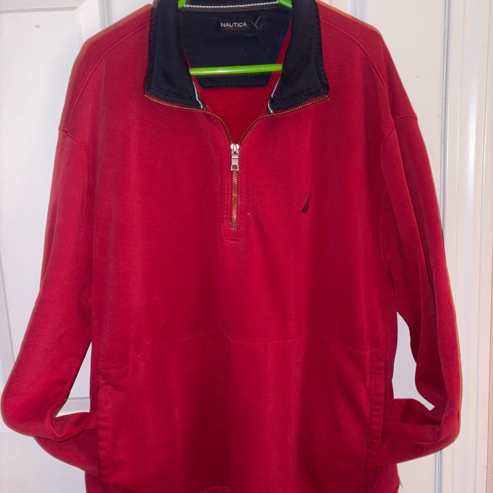 Nautica Red Zip Up Sweater Classic Style